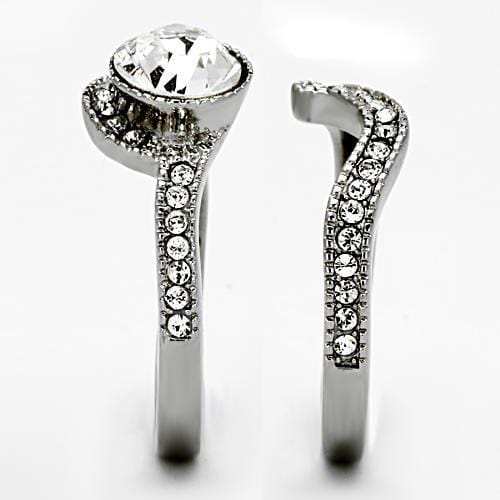 TK1155 - High polished (no plating) Stainless Steel Ring with Top Grade Crystal in Clear - Alamode - Flyclothing LLC