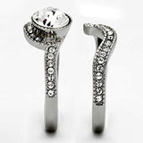 TK1155 - High polished (no plating) Stainless Steel Ring with Top Grade Crystal in Clear - Alamode - Flyclothing LLC