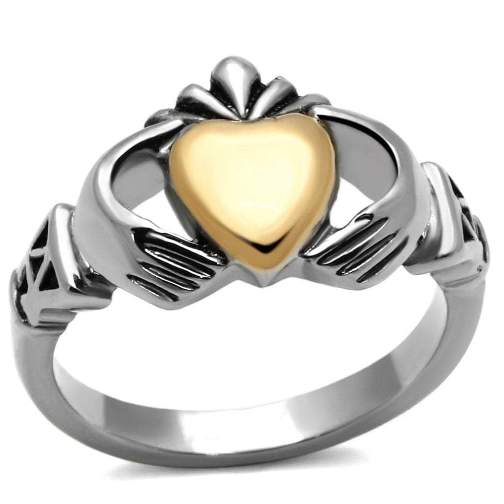 TK1157 - Two-Tone IP Gold (Ion Plating) Stainless Steel Ring with No Stone - Alamode - Flyclothing LLC