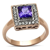 TK1162 - Two-Tone IP Rose Gold Stainless Steel Ring with AAA Grade CZ in Tanzanite - Alamode - Flyclothing LLC