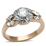 TK1164 - Two-Tone IP Rose Gold Stainless Steel Ring with AAA Grade CZ in Clear - Alamode - Flyclothing LLC