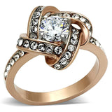 TK1166 - Two-Tone IP Rose Gold Stainless Steel Ring with AAA Grade CZ in Clear - Alamode - Flyclothing LLC