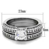 TK1175 - High polished (no plating) Stainless Steel Ring with AAA Grade CZ in Clear - Alamode - Flyclothing LLC