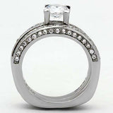 TK1175 - High polished (no plating) Stainless Steel Ring with AAA Grade CZ in Clear - Alamode - Flyclothing LLC