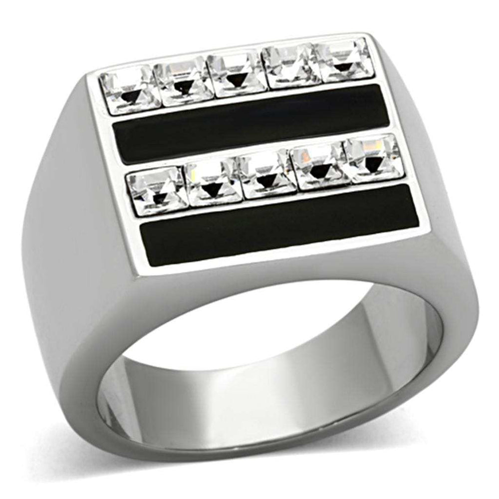 TK1177 - High polished (no plating) Stainless Steel Ring with Top Grade Crystal in Clear - Alamode - Flyclothing LLC
