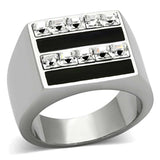 TK1177 - High polished (no plating) Stainless Steel Ring with Top Grade Crystal in Clear - Alamode - Flyclothing LLC