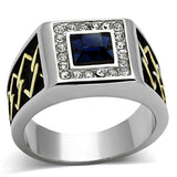 TK1180 - Two-Tone IP Gold (Ion Plating) Stainless Steel Ring with Top Grade Crystal in Montana - Alamode - Flyclothing LLC