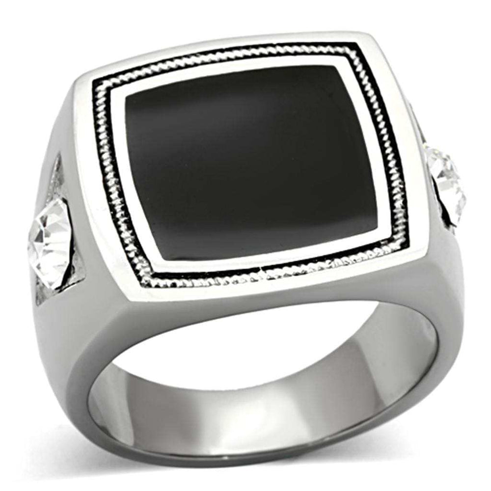 TK1182 - High polished (no plating) Stainless Steel Ring with Top Grade Crystal in Clear - Alamode - Flyclothing LLC