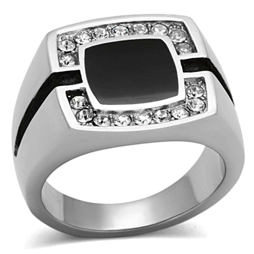 TK1183 - High polished (no plating) Stainless Steel Ring with Top Grade Crystal in Clear - Alamode - Flyclothing LLC