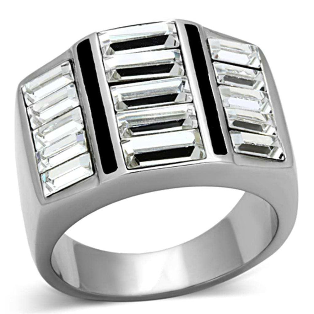 TK1185 - High polished (no plating) Stainless Steel Ring with Top Grade Crystal in Clear - Alamode - Flyclothing LLC