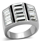 TK1185 - High polished (no plating) Stainless Steel Ring with Top Grade Crystal in Clear - Alamode - Flyclothing LLC
