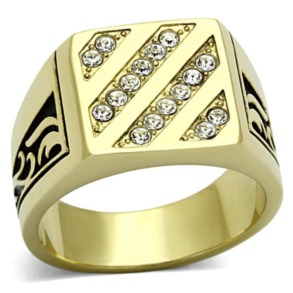 TK1189 - IP Gold(Ion Plating) Stainless Steel Ring with Top Grade Crystal in Clear - Alamode - Flyclothing LLC