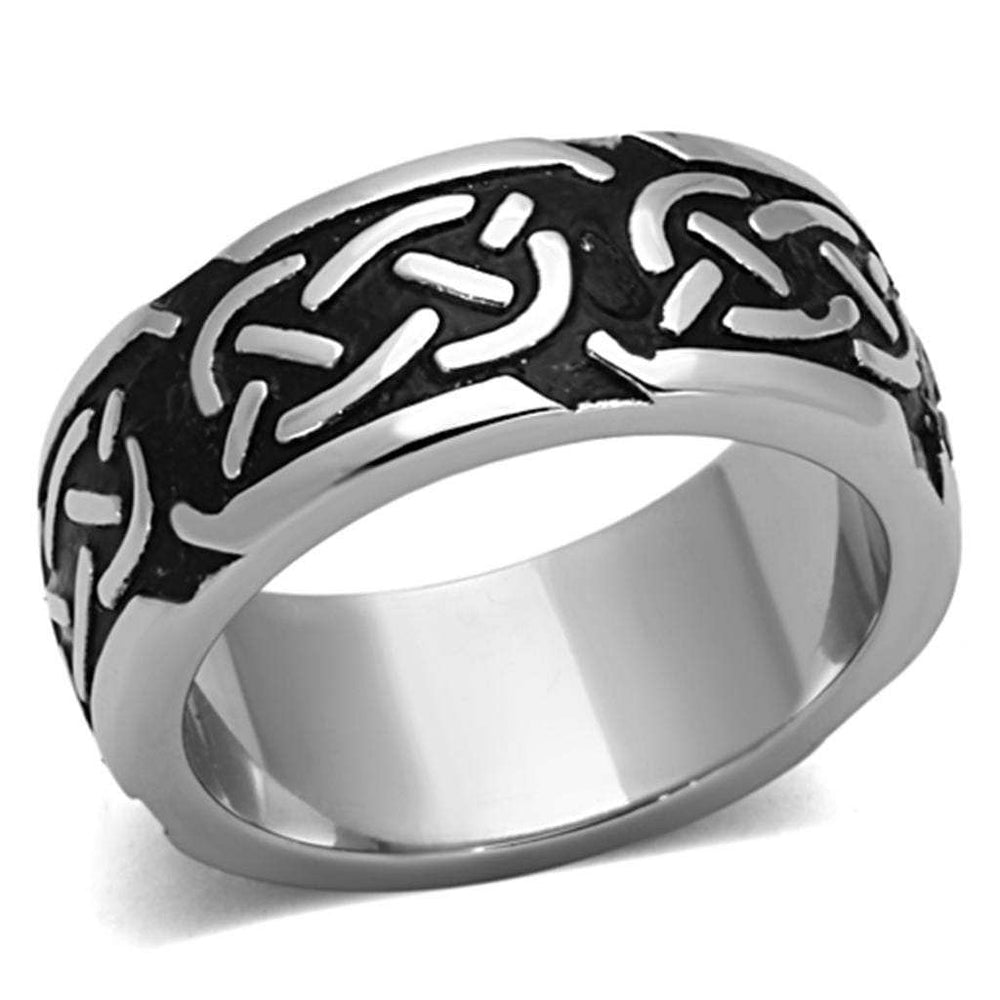 TK1197 - High polished (no plating) Stainless Steel Ring with Epoxy in Jet - Alamode - Flyclothing LLC