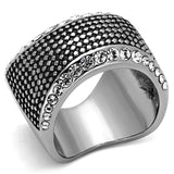 TK1198 - High polished (no plating) Stainless Steel Ring with Top Grade Crystal in Clear - Alamode - Flyclothing LLC