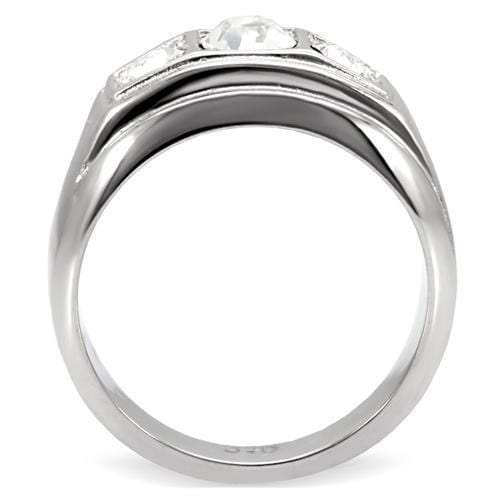 TK119 - High polished (no plating) Stainless Steel Ring with Top Grade Crystal in Clear - Alamode - Flyclothing LLC