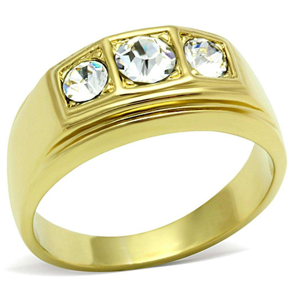 TK119G - IP Gold(Ion Plating) Stainless Steel Ring with Top Grade Crystal in Clear - Alamode - Flyclothing LLC