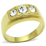 TK119G - IP Gold(Ion Plating) Stainless Steel Ring with Top Grade Crystal in Clear - Alamode - Flyclothing LLC