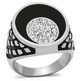 TK1200 - High polished (no plating) Stainless Steel Ring with Top Grade Crystal in Clear - Alamode - Flyclothing LLC