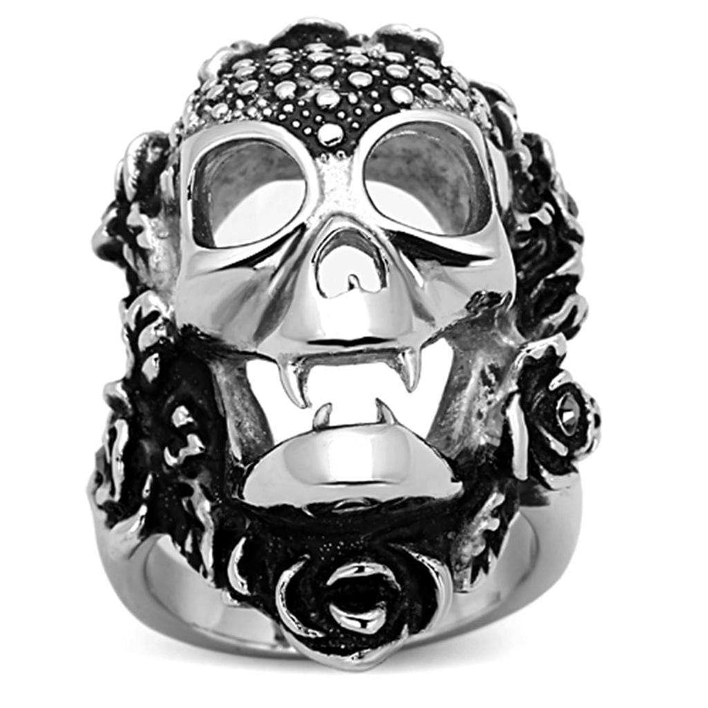 TK1203 - High polished (no plating) Stainless Steel Ring with Top Grade Crystal in Black Diamond - Alamode - Flyclothing LLC