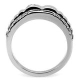 TK120 - High polished (no plating) Stainless Steel Ring with AAA Grade CZ in Clear - Alamode - Flyclothing LLC