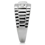 TK120 - High polished (no plating) Stainless Steel Ring with AAA Grade CZ in Clear - Alamode - Flyclothing LLC