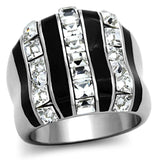 TK1213 - High polished (no plating) Stainless Steel Ring with Top Grade Crystal in Clear - Alamode - Flyclothing LLC