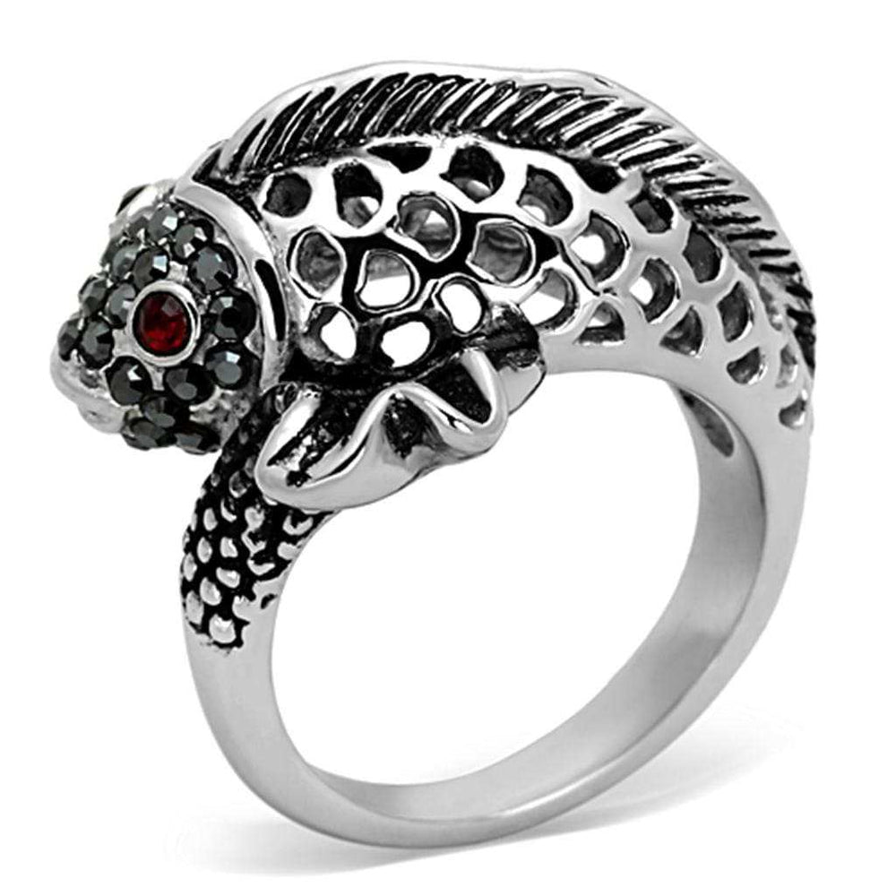 TK1215 - High polished (no plating) Stainless Steel Ring with Top Grade Crystal in Siam - Alamode - Flyclothing LLC