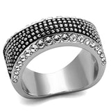 TK1216 - High polished (no plating) Stainless Steel Ring with Top Grade Crystal in Clear - Alamode - Flyclothing LLC