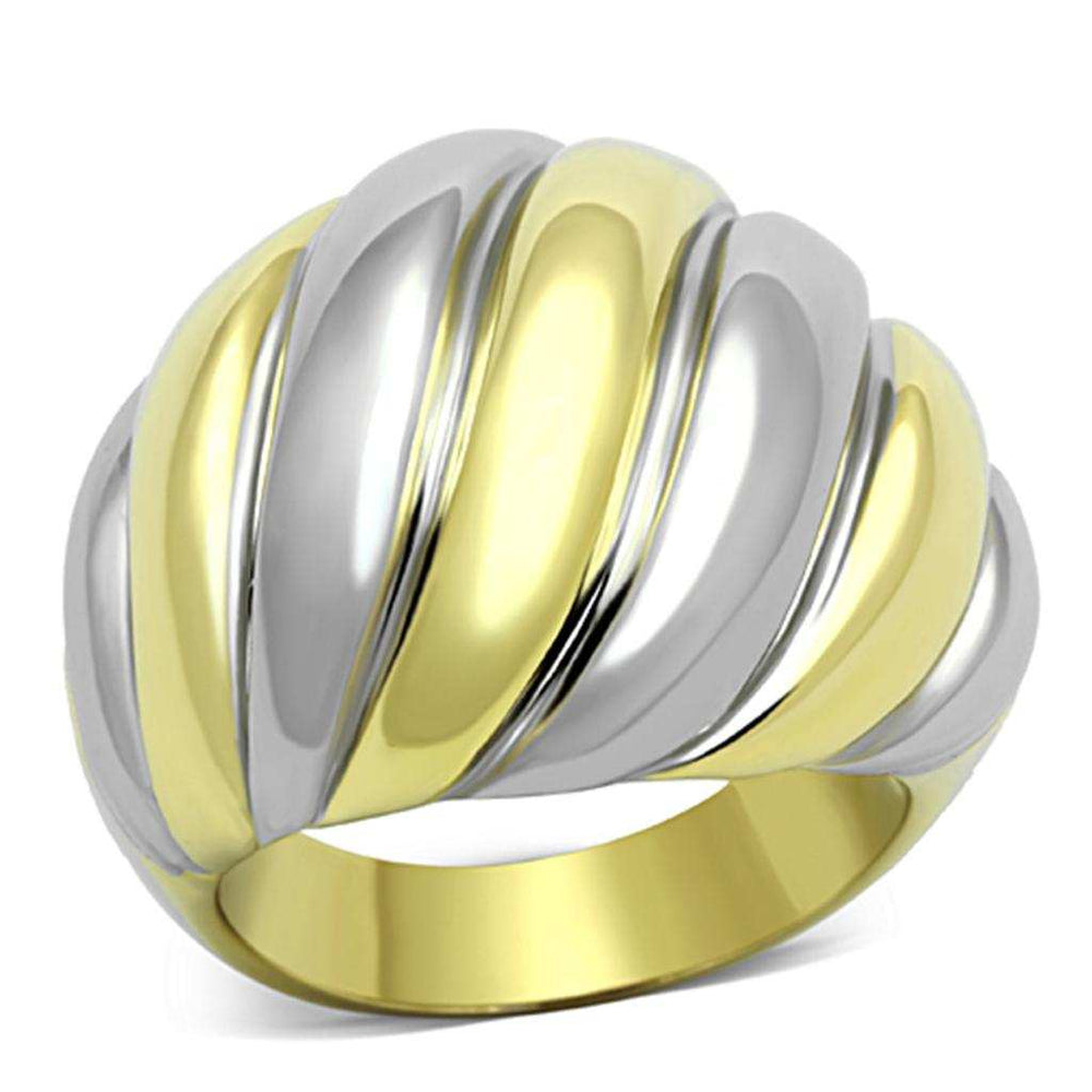 TK1219 - Two-Tone IP Gold (Ion Plating) Stainless Steel Ring with No Stone - Alamode - Flyclothing LLC