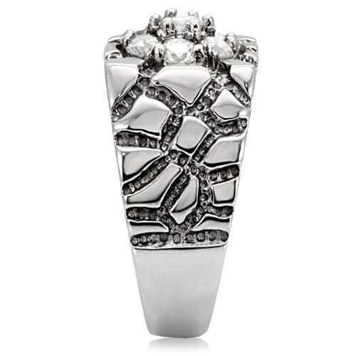 TK121 - High polished (no plating) Stainless Steel Ring with AAA Grade CZ in Clear - Alamode - Flyclothing LLC