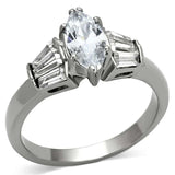 TK1220 - High polished (no plating) Stainless Steel Ring with AAA Grade CZ in Clear - Alamode - Flyclothing LLC