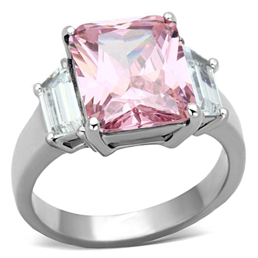 TK1224 - High polished (no plating) Stainless Steel Ring with AAA Grade CZ in Rose - Alamode - Flyclothing LLC