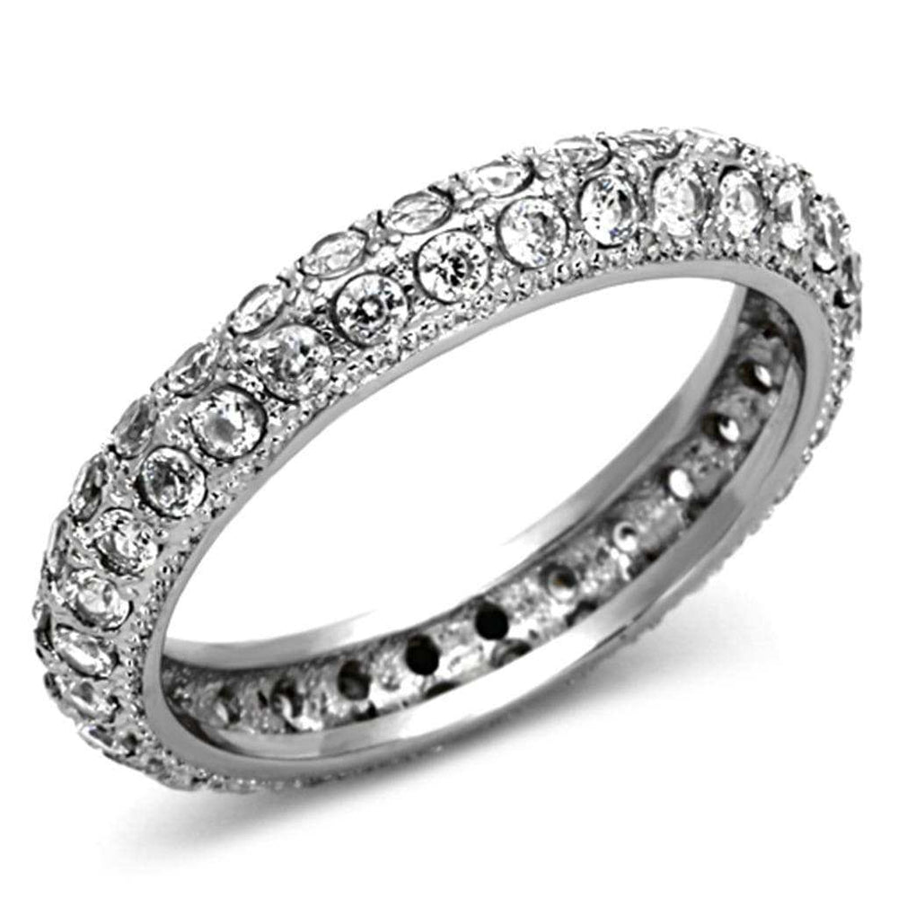 TK1225 - High polished (no plating) Stainless Steel Ring with AAA Grade CZ in Clear - Alamode - Flyclothing LLC