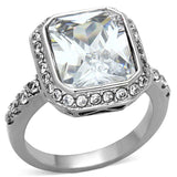TK1226 - High polished (no plating) Stainless Steel Ring with AAA Grade CZ in Clear - Alamode - Flyclothing LLC