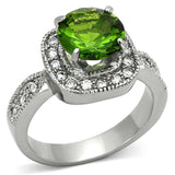 TK1227 - High polished (no plating) Stainless Steel Ring with Synthetic Synthetic Glass in Peridot - Alamode - Flyclothing LLC