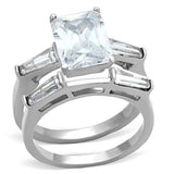 TK1229 - High polished (no plating) Stainless Steel Ring with AAA Grade CZ in Clear - Alamode - Flyclothing LLC
