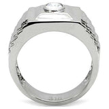 TK122 - High polished (no plating) Stainless Steel Ring with AAA Grade CZ in Clear - Alamode - Flyclothing LLC