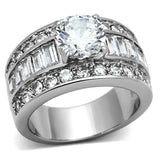 TK1232 - High polished (no plating) Stainless Steel Ring with AAA Grade CZ in Clear - Alamode - Flyclothing LLC