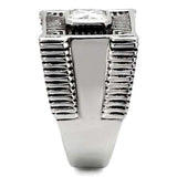 TK123 - High polished (no plating) Stainless Steel Ring with AAA Grade CZ in Clear - Alamode - Flyclothing LLC