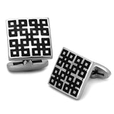 TK1243 - High polished (no plating) Stainless Steel Cufflink with Epoxy in Jet - Alamode - Flyclothing LLC