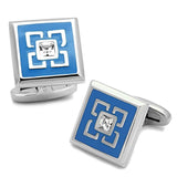 TK1244 - High polished (no plating) Stainless Steel Cufflink with Top Grade Crystal in Clear - Alamode - Flyclothing LLC