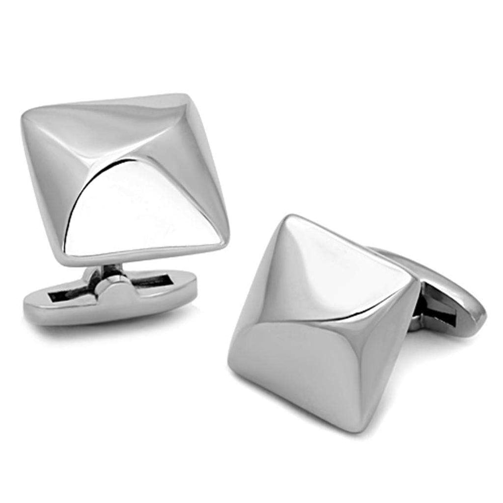 TK1247 - High polished (no plating) Stainless Steel Cufflink with No Stone - Alamode - Flyclothing LLC