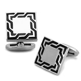TK1248 - High polished (no plating) Stainless Steel Cufflink with Epoxy in Jet - Alamode - Flyclothing LLC