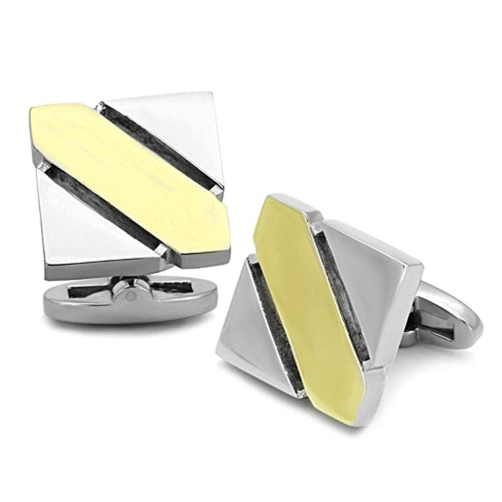 TK1249 - Two-Tone IP Gold (Ion Plating) Stainless Steel Cufflink with No Stone - Alamode - Flyclothing LLC