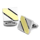 TK1249 - Two-Tone IP Gold (Ion Plating) Stainless Steel Cufflink with No Stone - Alamode - Flyclothing LLC