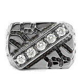 TK124 - High polished (no plating) Stainless Steel Ring with AAA Grade CZ in Clear - Alamode - Flyclothing LLC