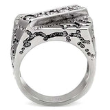 TK124 - High polished (no plating) Stainless Steel Ring with AAA Grade CZ in Clear - Alamode - Flyclothing LLC