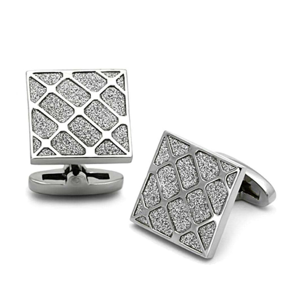 TK1252 - High polished (no plating) Stainless Steel Cufflink with No Stone - Alamode - Flyclothing LLC