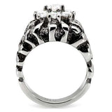 TK125 - High polished (no plating) Stainless Steel Ring with AAA Grade CZ in Clear - Alamode - Flyclothing LLC