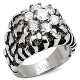 TK125 - High polished (no plating) Stainless Steel Ring with AAA Grade CZ in Clear - Alamode - Flyclothing LLC